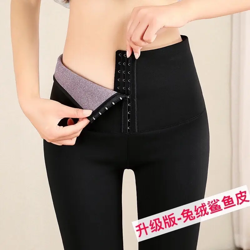 Women Fleece Shark Leggings Black Summer Spring Autumn - Image 21