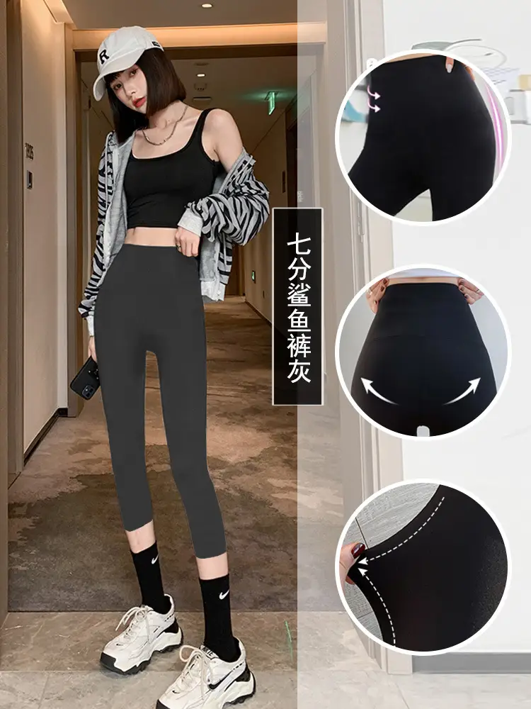 Women Fleece Shark Leggings Black Summer Spring Autumn - Image 29