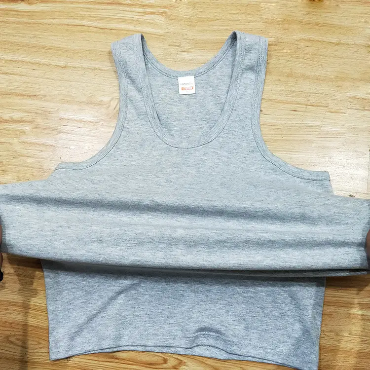 Men Grey Cotton Vest Summer Stretch Tight Sports Wear