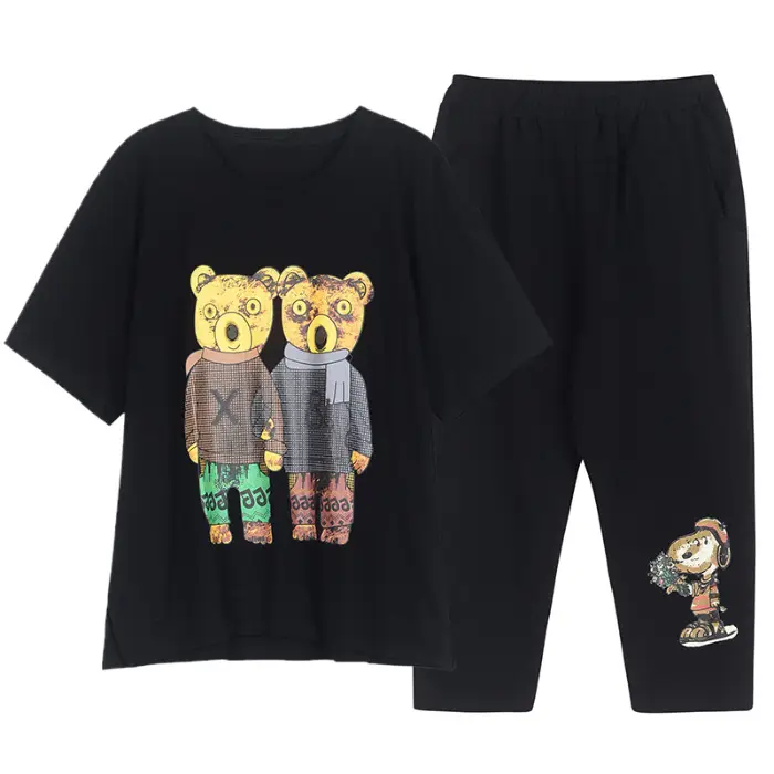 Summer Loose Sleeve Sports Suit Cropped Pants Set