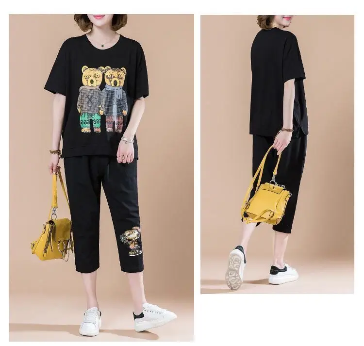 Summer Loose Sleeve Sports Suit Cropped Pants Set — feature 10