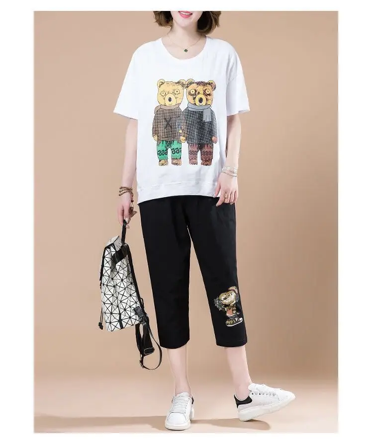 Summer Loose Sleeve Sports Suit Cropped Pants Set — feature 8