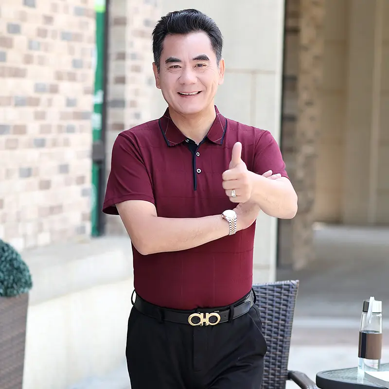 Men Polo Shirt Blue 40+ Summer Wear - Image 5