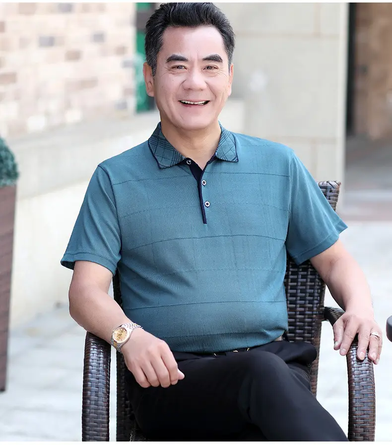 Men Polo Shirt Blue 40+ Summer Wear — feature 10