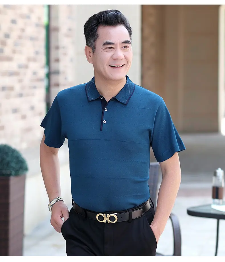 Men Polo Shirt Blue 40+ Summer Wear — feature 15