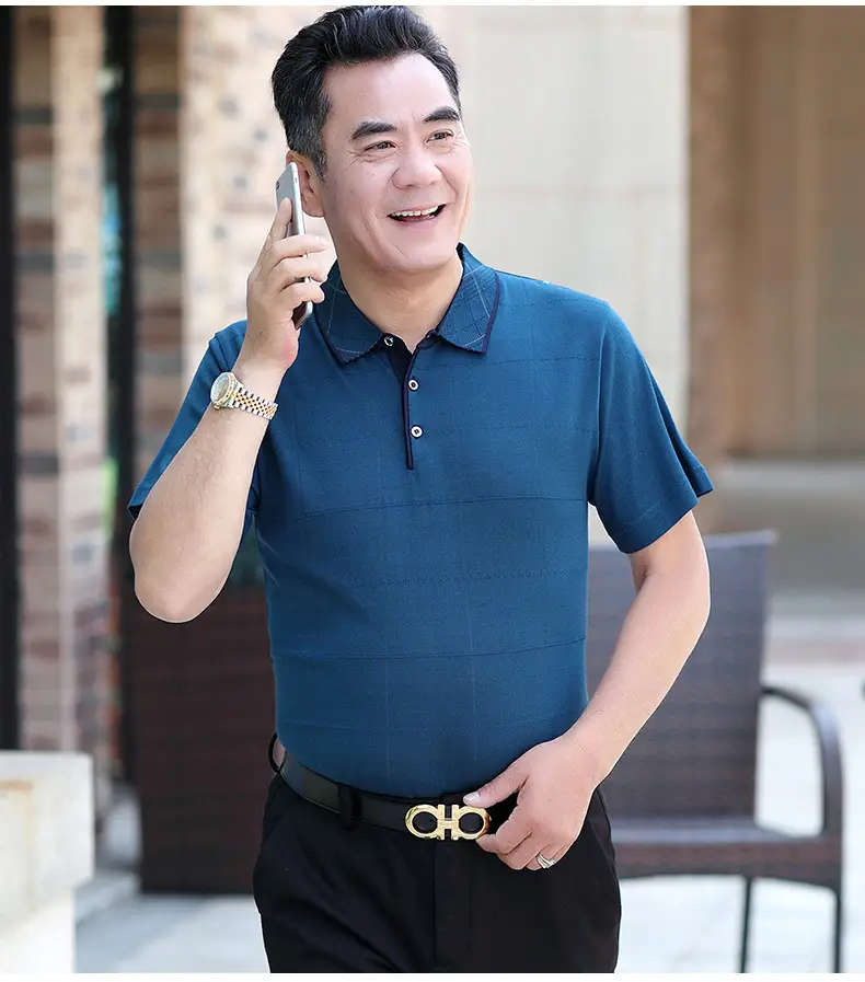 Men Polo Shirt Blue 40+ Summer Wear — feature 16