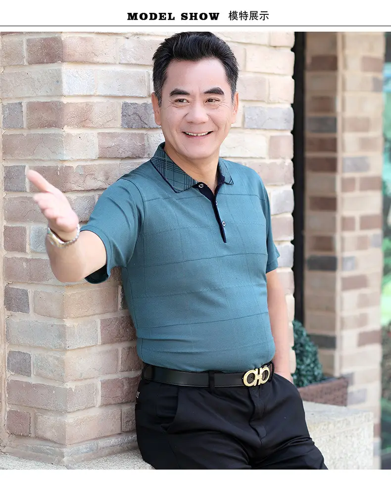 Men Polo Shirt Blue 40+ Summer Wear — feature 7