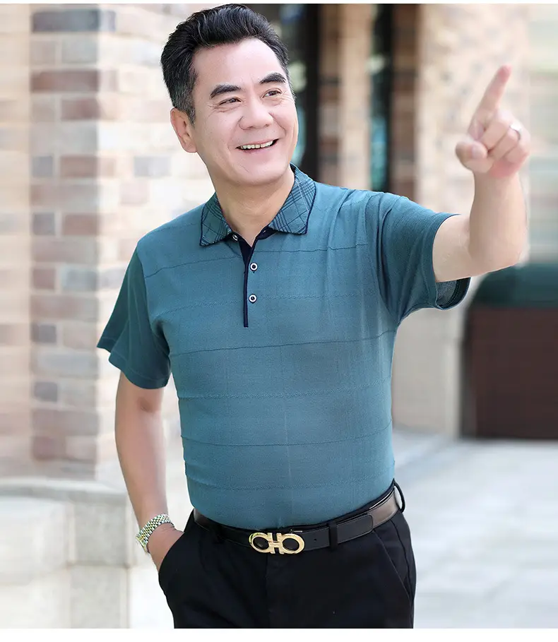 Men Polo Shirt Blue 40+ Summer Wear — feature 8