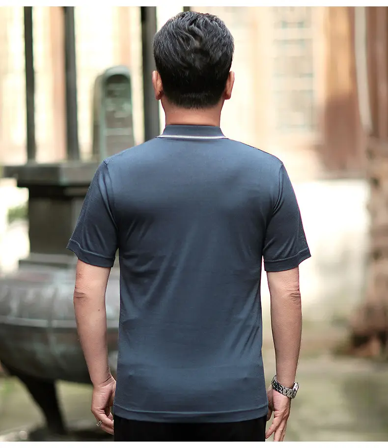 Men Polo Shirt Dark Blue Middle-aged Elderly Loose Fit — feature 19