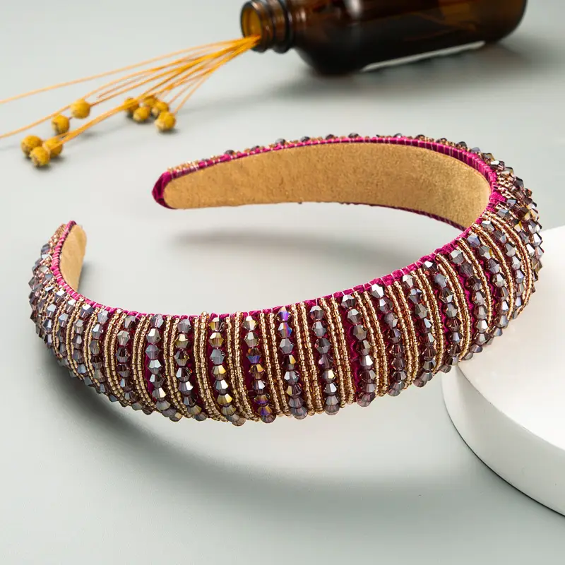 Pink Beaded European Headband for Women - Image 2