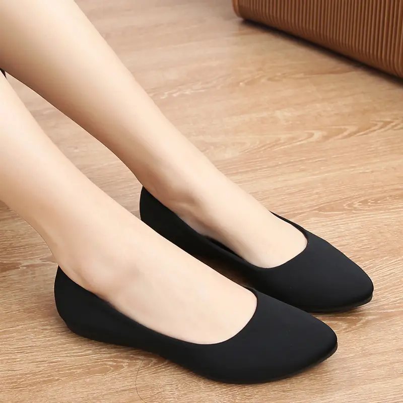 Women's Black Flat Slip-on Work Shoes with Soft Sole - Image 2