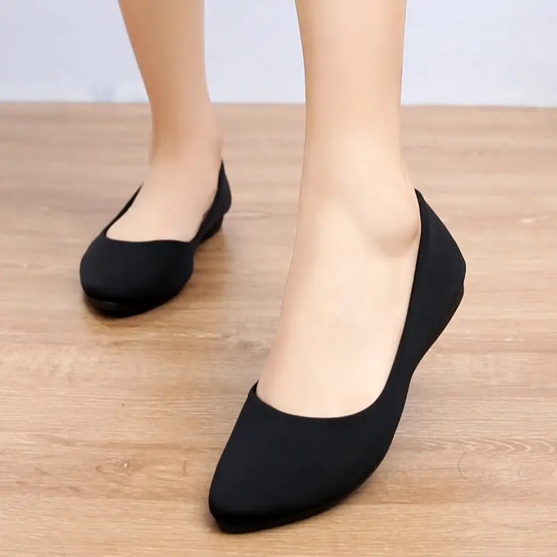Women's Black Flat Slip-on Work Shoes with Soft Sole - Image 3