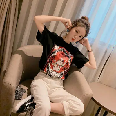 2022 Korean Style Women's T-shirt Loose Slimming Half Sleeve - Image 4