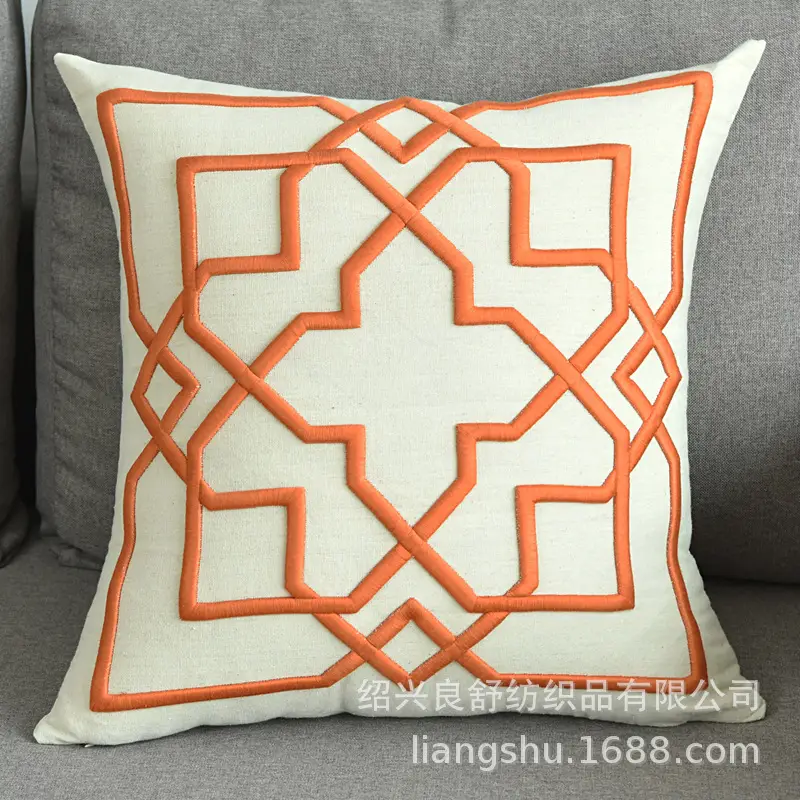 Cotton Linen Geometric Pillow Cover White - Image 12