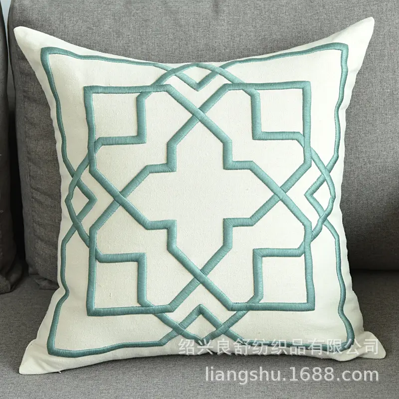 Cotton Linen Geometric Pillow Cover White - Image 13