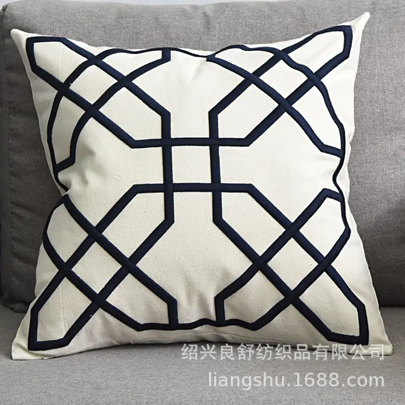 Cotton Linen Geometric Pillow Cover White - Image 14