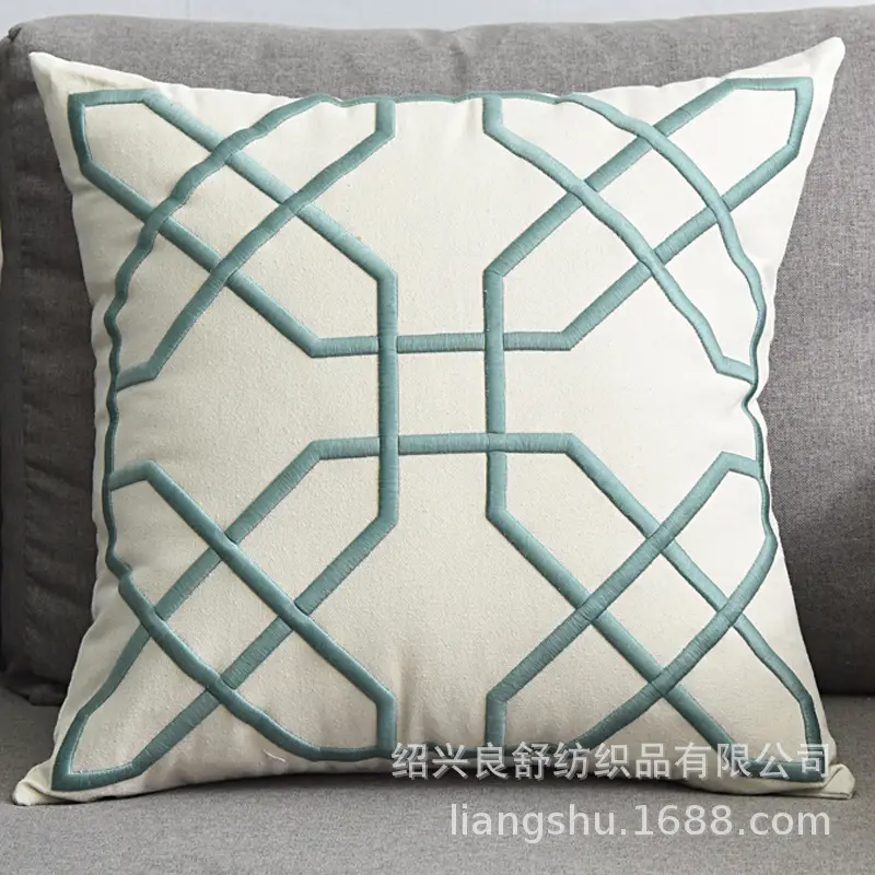 Cotton Linen Geometric Pillow Cover White - Image 15