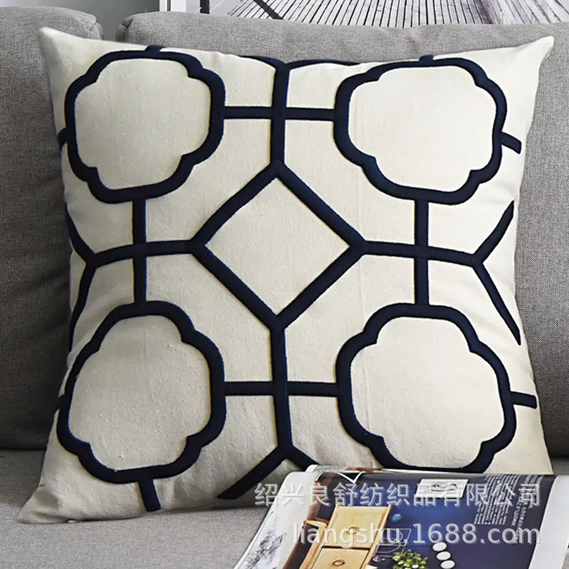 Cotton Linen Geometric Pillow Cover White - Image 6