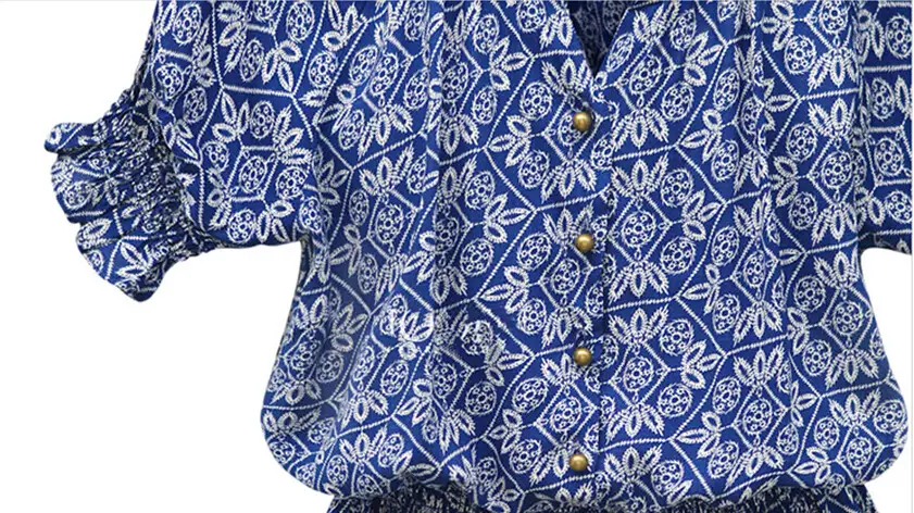 Women's Blue Printed V-Neck Chiffon Dress — feature 6