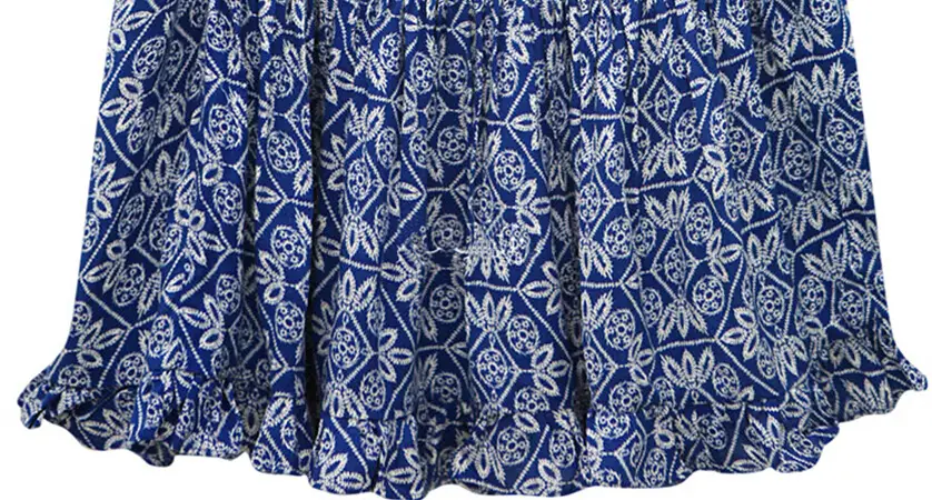 Women's Blue Printed V-Neck Chiffon Dress — feature 8