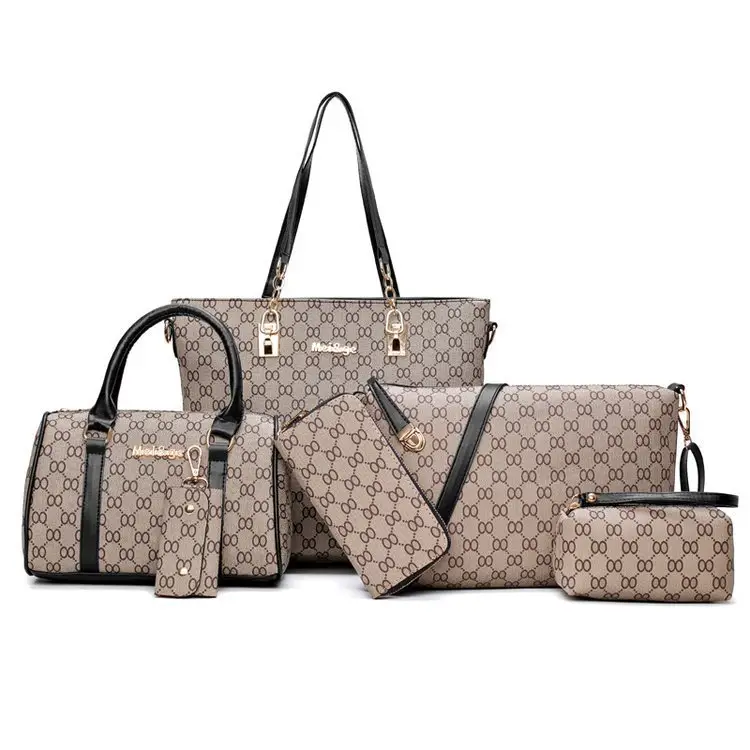 Pu 6-Piece Women's High-End Bag Set Blue Grey - Image 3