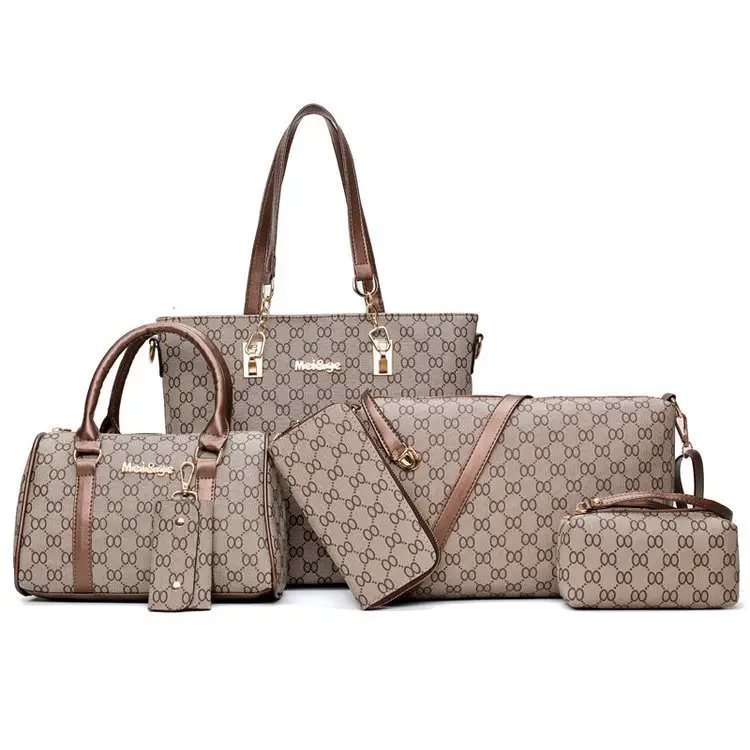 Pu 6-Piece Women's High-End Bag Set Blue Grey - Image 4
