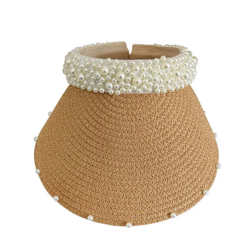 Women's Straw Pearl Beach Hat Summer Sun Protection - Image 11