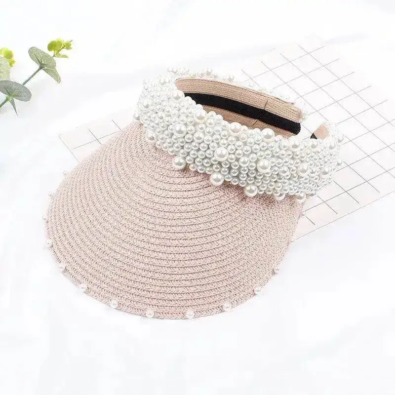 Women's Straw Pearl Beach Hat Summer Sun Protection - Image 4
