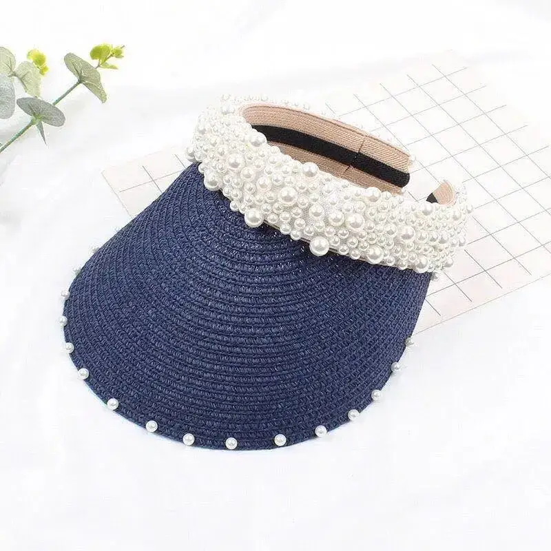 Women's Straw Pearl Beach Hat Summer Sun Protection - Image 5