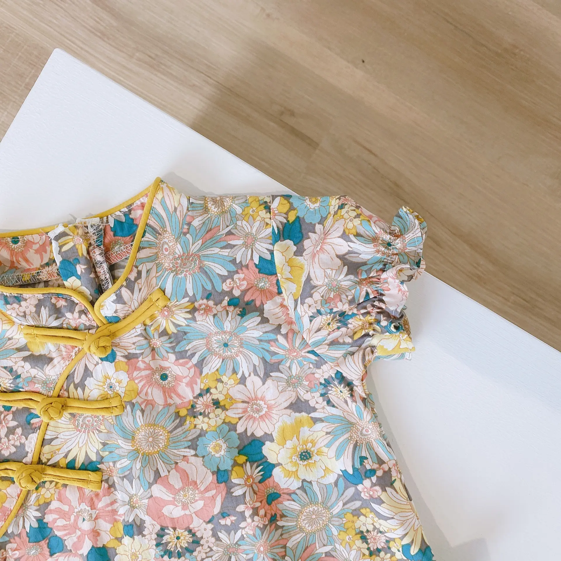 Chinese Style Floral Romper for Girls 0-2Y Summer