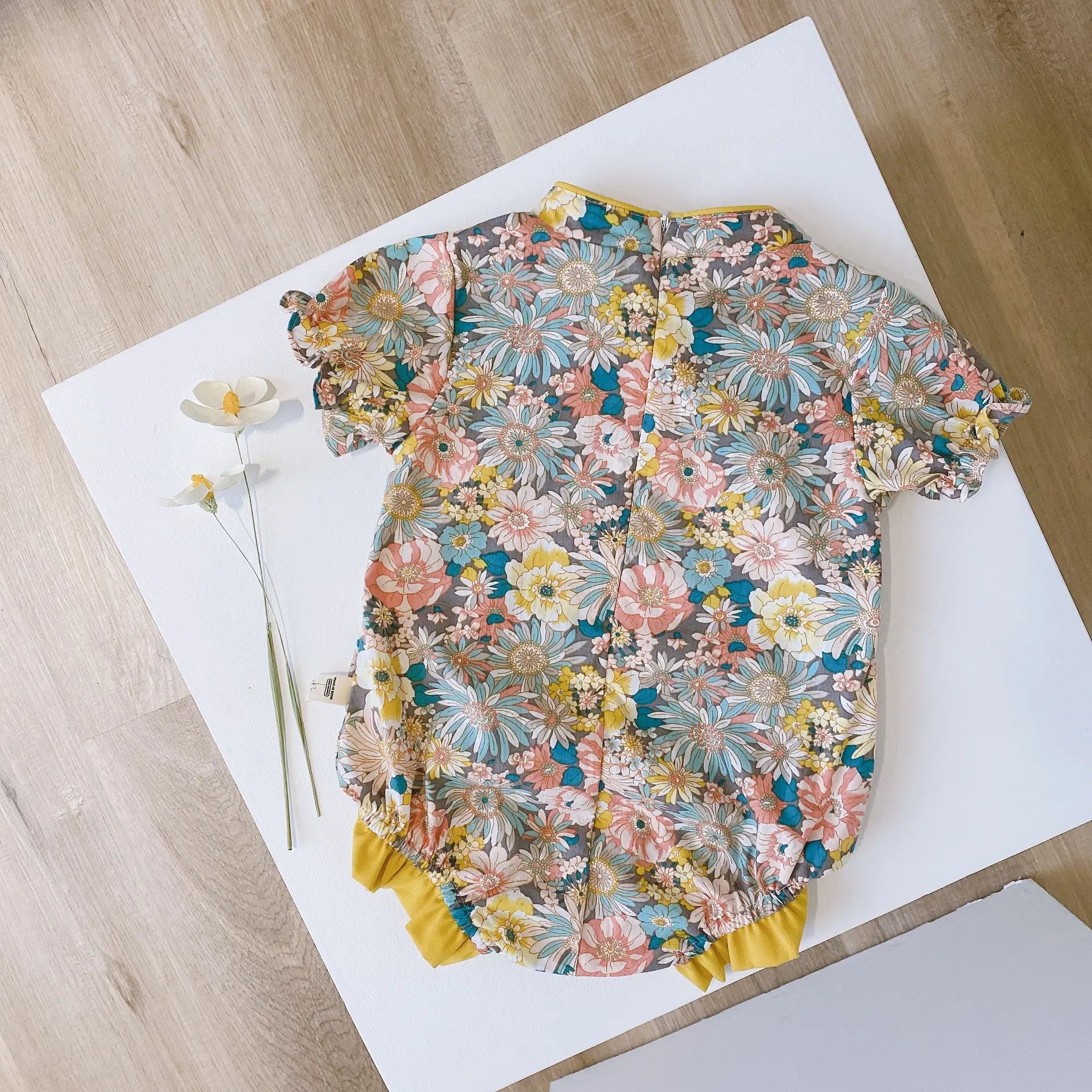 Chinese Style Floral Romper for Girls 0-2Y Summer