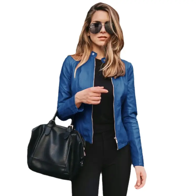 Women's Leather Pu Jacket Suit Autumn Winter Black - Image 17
