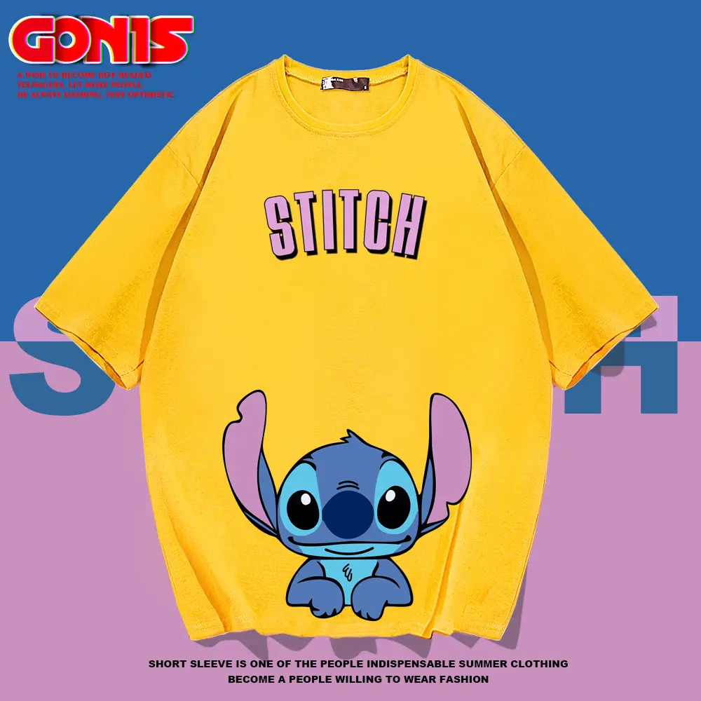 Stitch Themed Blue T-Shirt Women Men Summer Loose Fit - Image 8