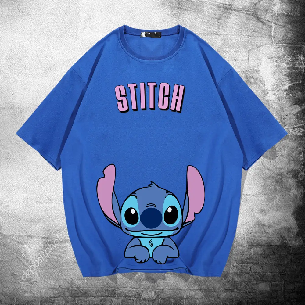 Stitch Themed Blue T-Shirt Women Men Summer Loose Fit - Image 11