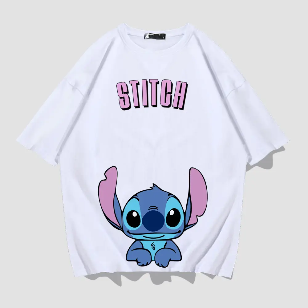 Stitch Themed Blue T-Shirt Women Men Summer Loose Fit - Image 2