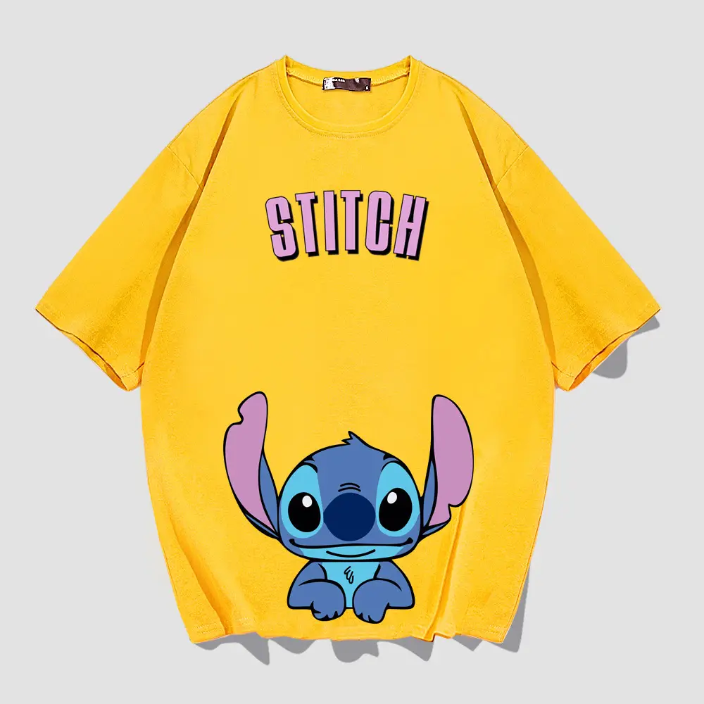 Stitch Themed Blue T-Shirt Women Men Summer Loose Fit - Image 3