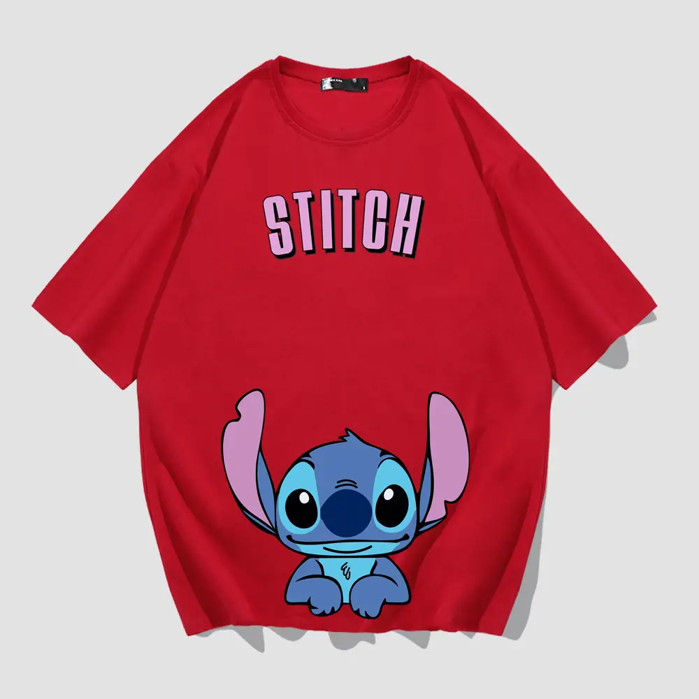 Stitch Themed Blue T-Shirt Women Men Summer Loose Fit - Image 4
