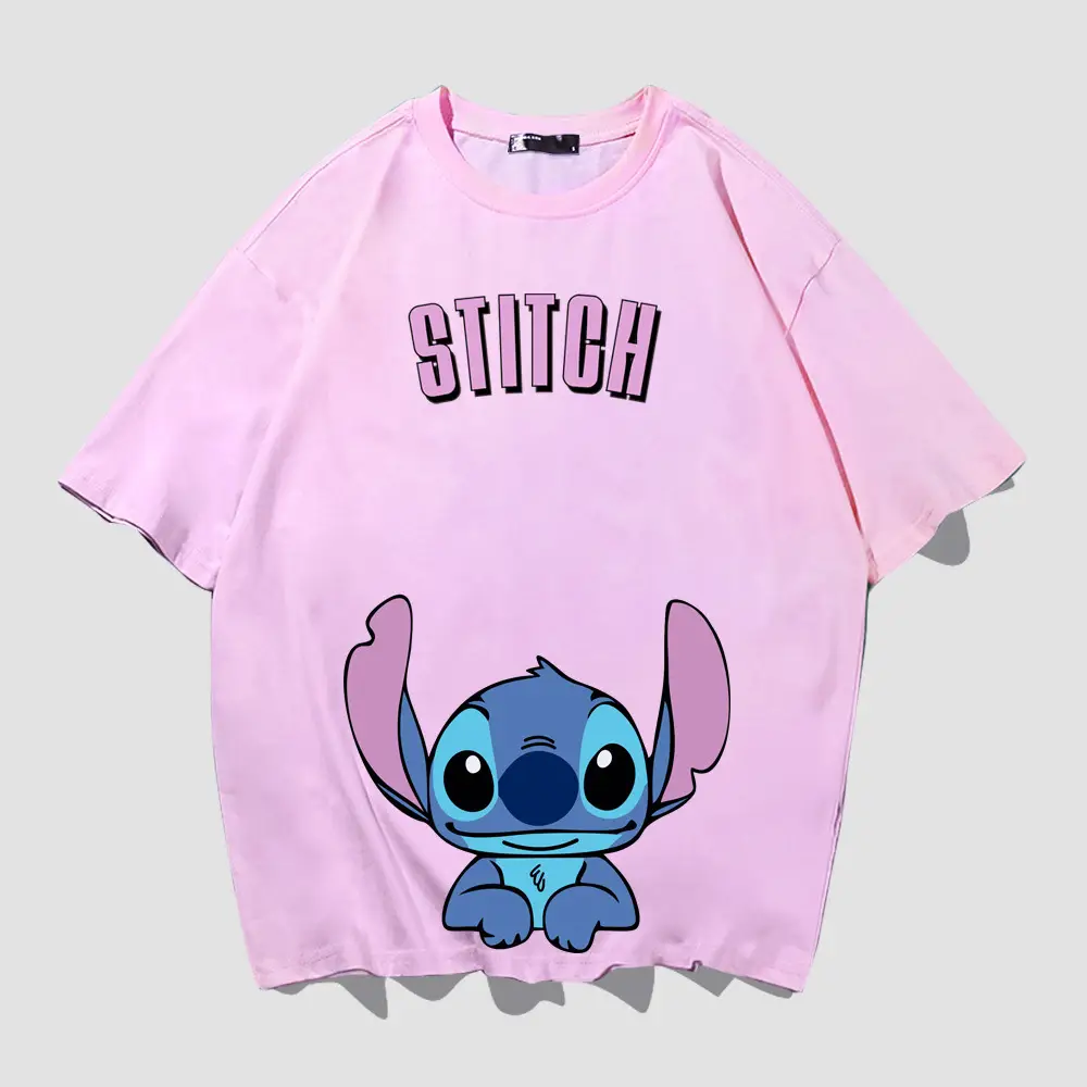 Stitch Themed Blue T-Shirt Women Men Summer Loose Fit - Image 6