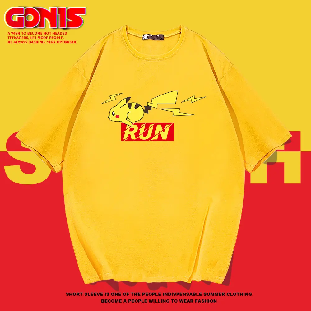 Men Yellow Run Graphic T-Shirt Cotton Short Sleeve - Image 9