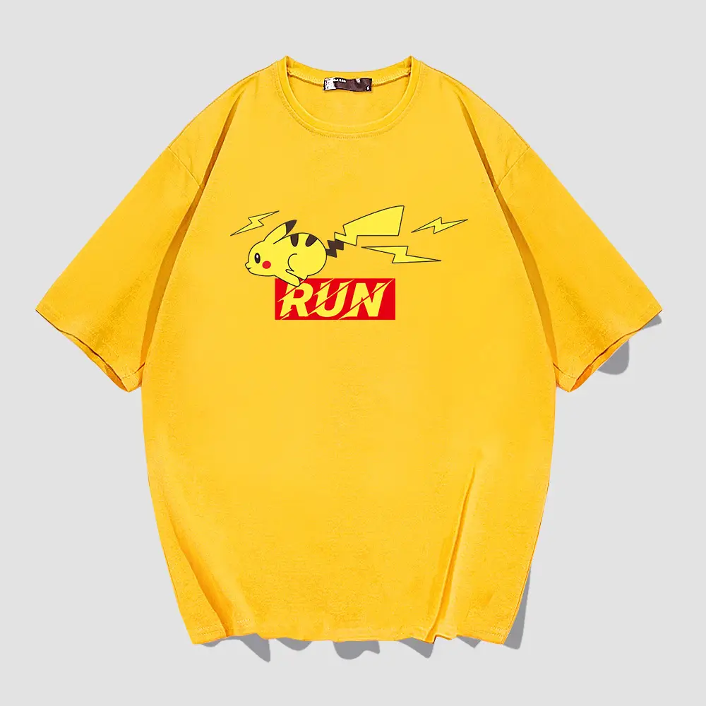 Men Yellow Run Graphic T-Shirt Cotton Short Sleeve - Image 3