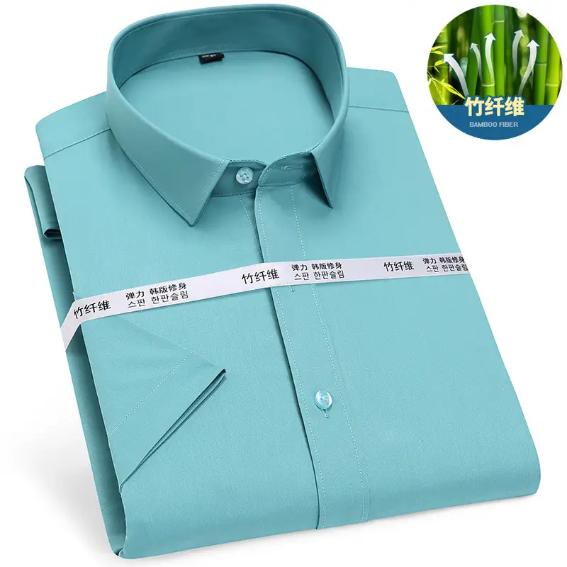 Men's Bamboo Fiber Short Sleeve Shirt Blue - Image 10
