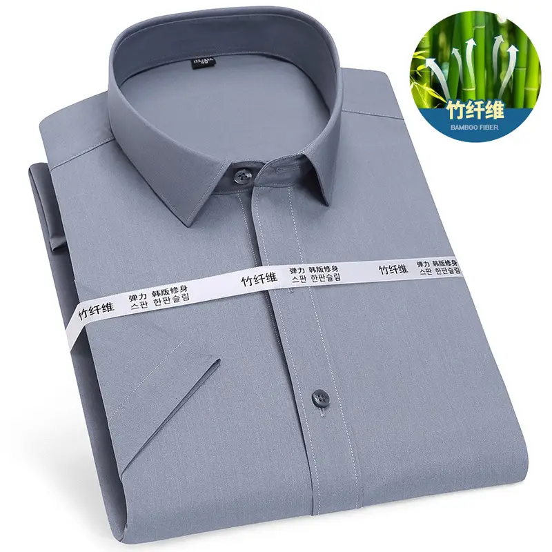 Men's Bamboo Fiber Short Sleeve Shirt Blue - Image 11
