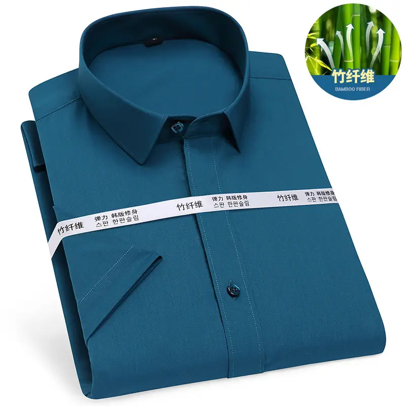 Men's Bamboo Fiber Short Sleeve Shirt Blue - Image 12