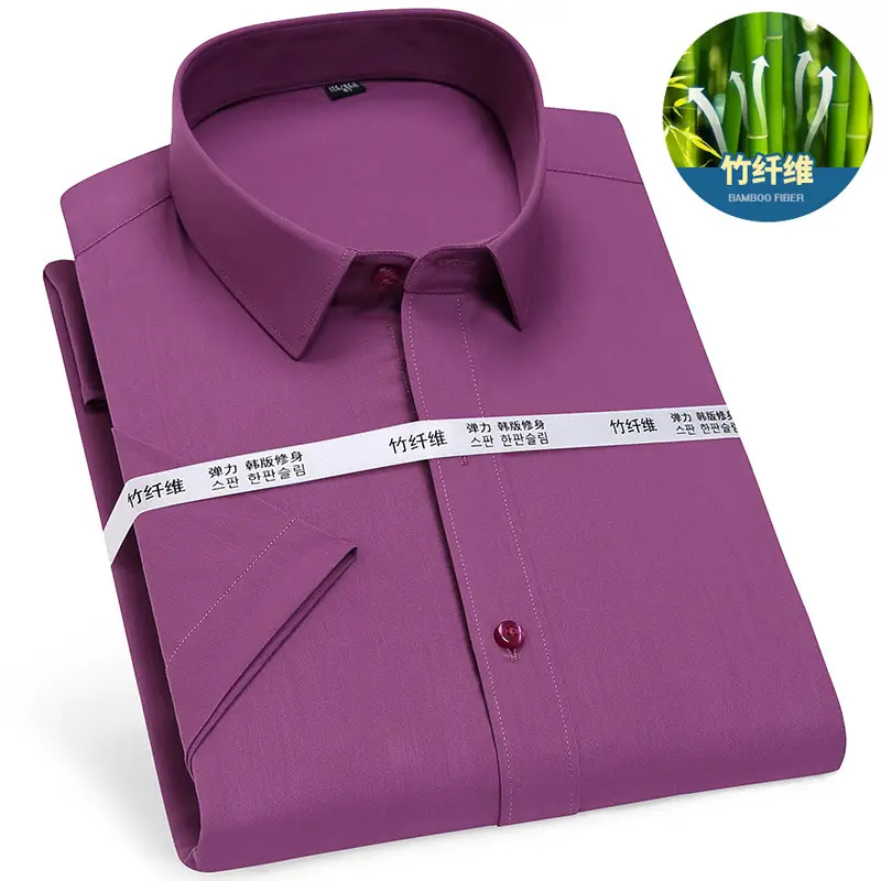 Men's Bamboo Fiber Short Sleeve Shirt Blue - Image 13
