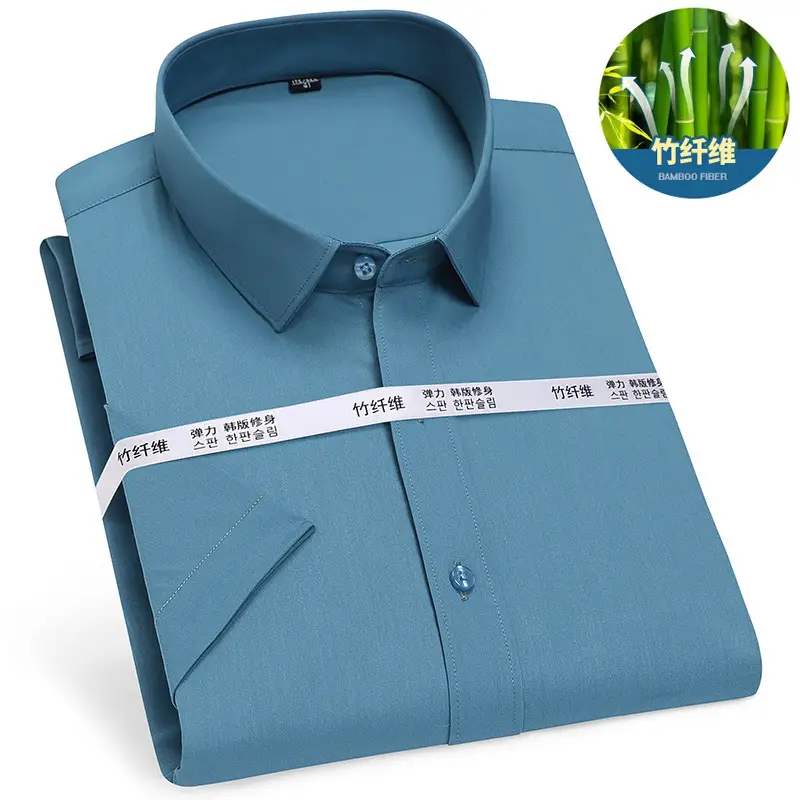 Men's Bamboo Fiber Short Sleeve Shirt Blue - Image 9