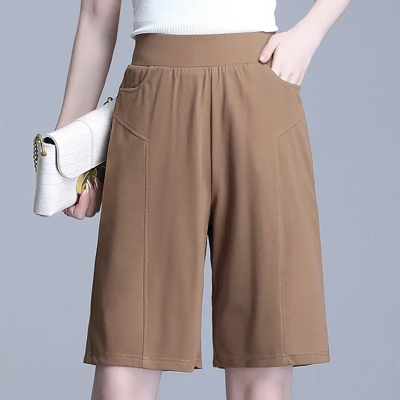 2023 Summer Elastic Waist Stretch Plus Size White Shorts - Image 4