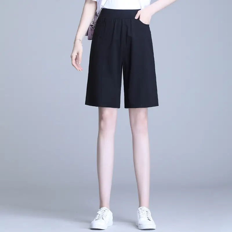 2023 Summer Elastic Waist Stretch Plus Size White Shorts - Image 5