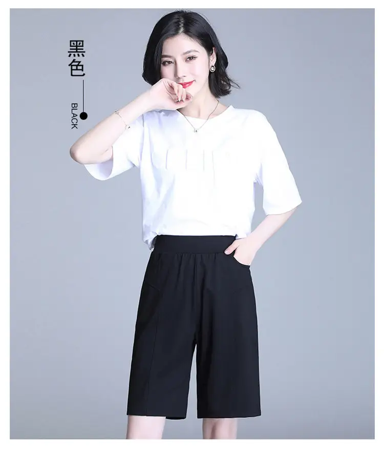2023 Summer Elastic Waist Stretch Plus Size White Shorts — feature 20