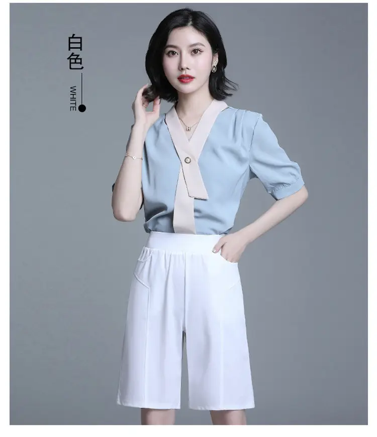 2023 Summer Elastic Waist Stretch Plus Size White Shorts — feature 25