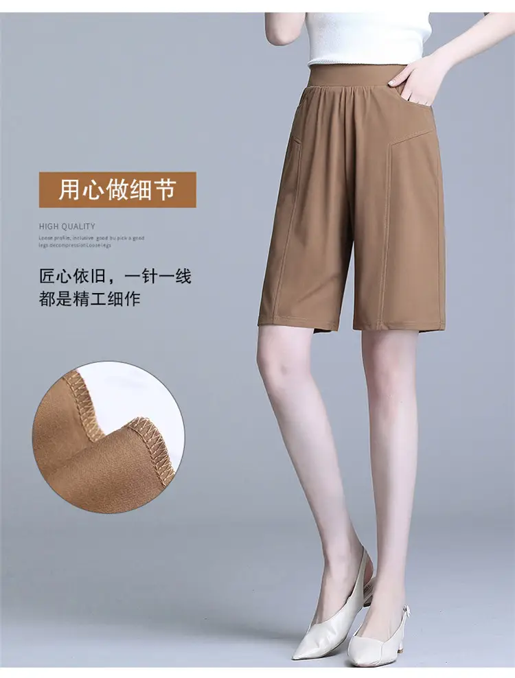 2023 Summer Elastic Waist Stretch Plus Size White Shorts — feature 7